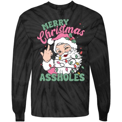 Merry Christmas Assholes Funny Tie-Dye Long Sleeve Shirt