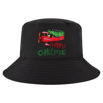 Merry Christmas Airplane Christmas Tree Pilot Xmas Funny Gift Cool Comfort Performance Bucket Hat