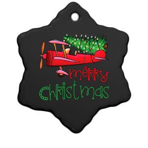 Merry Christmas Airplane Christmas Tree Pilot Xmas Funny Gift Ceramic Star Ornament