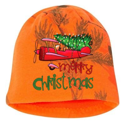 Merry Christmas Airplane Christmas Tree Pilot Xmas Funny Gift Kati - Camo Knit Beanie