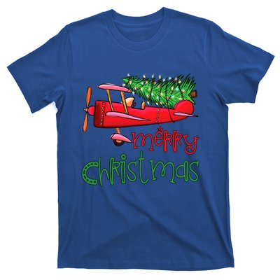 Merry Christmas Airplane Christmas Tree Pilot Xmas Funny Gift T-Shirt