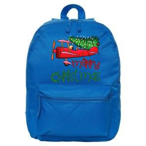 Merry Christmas Airplane Christmas Tree Pilot Xmas Funny Gift 16 in Basic Backpack