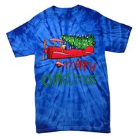 Merry Christmas Airplane Christmas Tree Pilot Xmas Funny Gift Tie-Dye T-Shirt