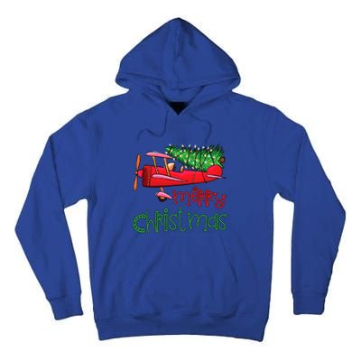 Merry Christmas Airplane Christmas Tree Pilot Xmas Funny Gift Tall Hoodie