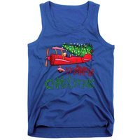 Merry Christmas Airplane Christmas Tree Pilot Xmas Funny Gift Tank Top