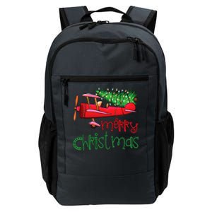 Merry Christmas Airplane Christmas Tree Pilot Xmas Funny Gift Daily Commute Backpack