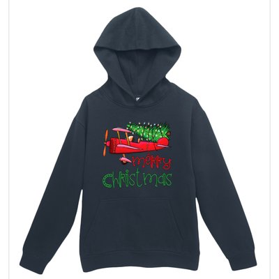 Merry Christmas Airplane Christmas Tree Pilot Xmas Funny Gift Urban Pullover Hoodie