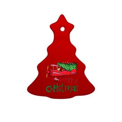 Merry Christmas Airplane Christmas Tree Pilot Xmas Funny Gift Ceramic Tree Ornament