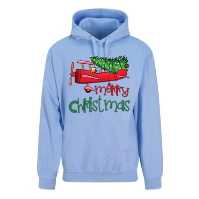 Merry Christmas Airplane Christmas Tree Pilot Xmas Funny Gift Unisex Surf Hoodie