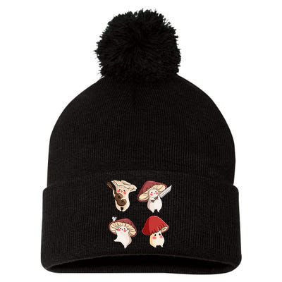 Mushroom Cottagecore Aesthetic Goblincore Pom Pom 12in Knit Beanie