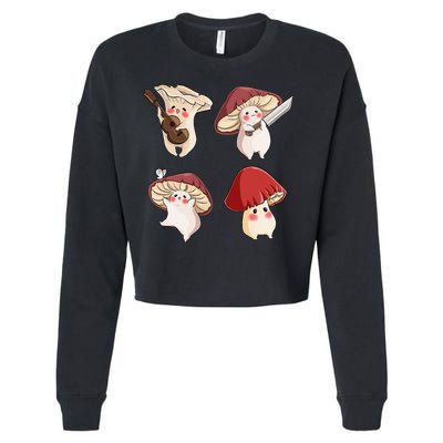 Mushroom Cottagecore Aesthetic Goblincore Cropped Pullover Crew