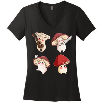 Mushroom Cottagecore Aesthetic Goblincore Women's V-Neck T-Shirt