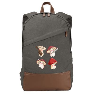 Mushroom Cottagecore Aesthetic Goblincore Cotton Canvas Backpack