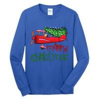 Merry Christmas Airplane Christmas Tree Pilot Xmas Funny Cute Gift Tall Long Sleeve T-Shirt