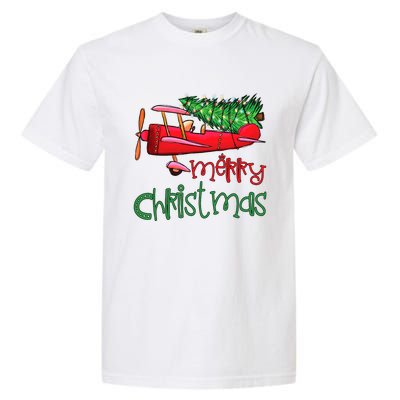 Merry Christmas Airplane Christmas Tree Pilot Xmas Funny Cute Gift Garment-Dyed Heavyweight T-Shirt