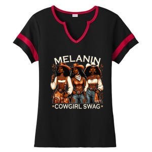 Melanin Cowgirls African Melanin Cowgirl Swag Black History Ladies Halftime Notch Neck Tee