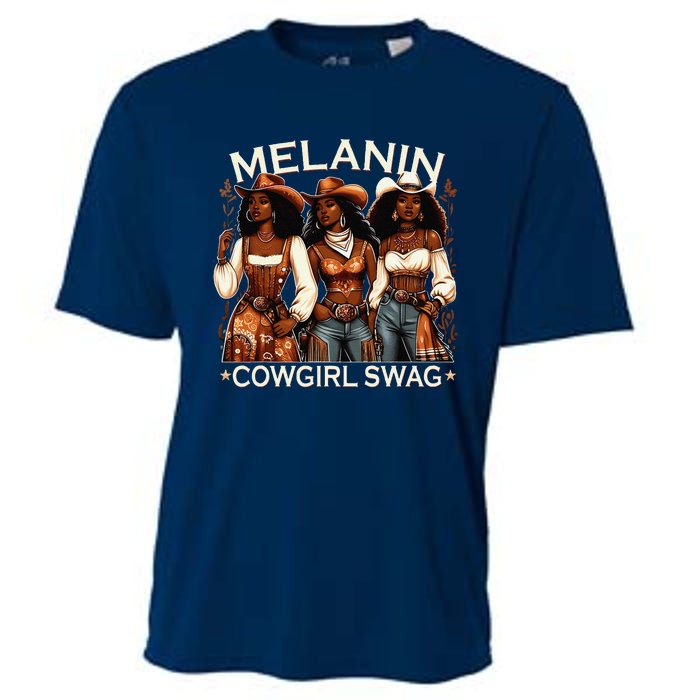 Melanin Cowgirls African Melanin Cowgirl Swag Black History Cooling Performance Crew T-Shirt