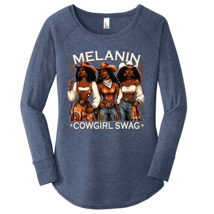 Melanin Cowgirls African Melanin Cowgirl Swag Black History Women's Perfect Tri Tunic Long Sleeve Shirt