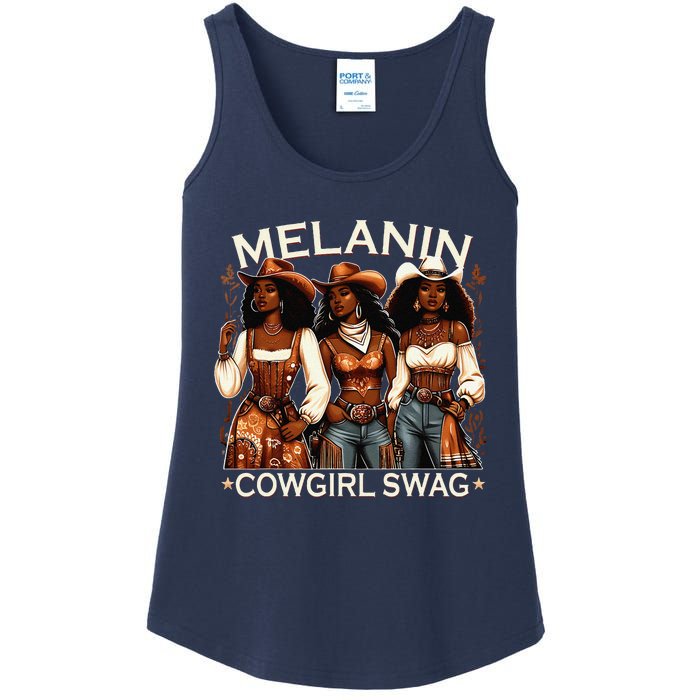 Melanin Cowgirls African Melanin Cowgirl Swag Black History Ladies Essential Tank