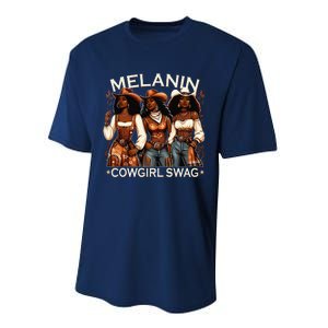 Melanin Cowgirls African Melanin Cowgirl Swag Black History Performance Sprint T-Shirt