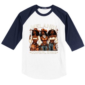 Melanin Cowgirls African Melanin Cowgirl Swag Black History Baseball Sleeve Shirt