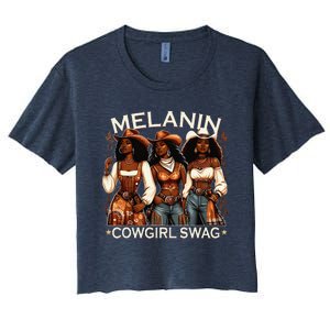 Melanin Cowgirls African Melanin Cowgirl Swag Black History Women's Crop Top Tee