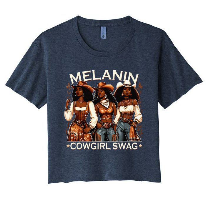 Melanin Cowgirls African Melanin Cowgirl Swag Black History Women's Crop Top Tee