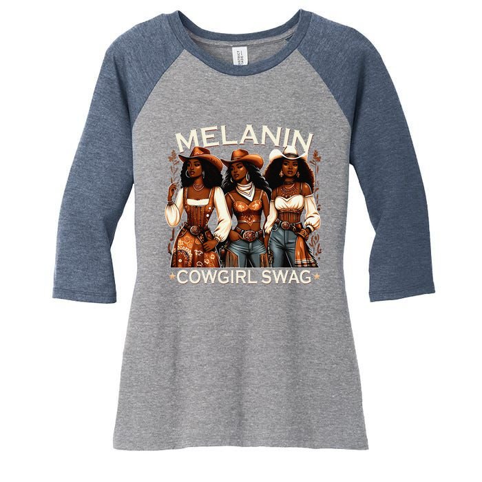 Melanin Cowgirls African Melanin Cowgirl Swag Black History Women's Tri-Blend 3/4-Sleeve Raglan Shirt