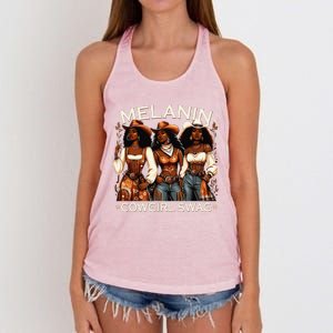 Melanin Cowgirls African Melanin Cowgirl Swag Black History Women's Knotted Racerback Tank