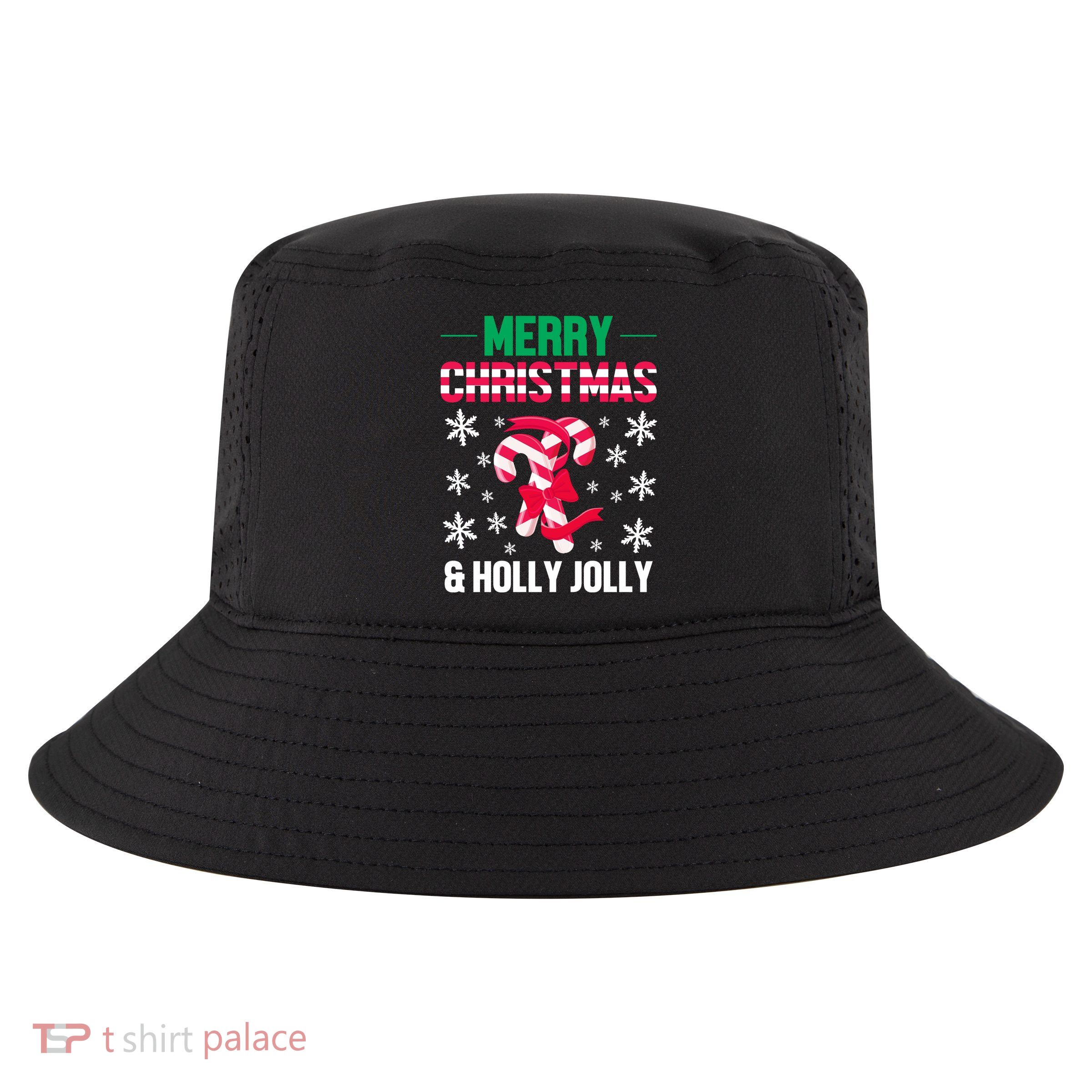 Merry Christmas And Holly Jolly Cool Comfort Performance Bucket Hat
