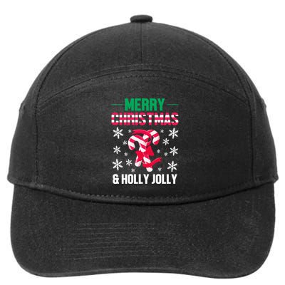 Merry Christmas And Holly Jolly 7-Panel Snapback Hat