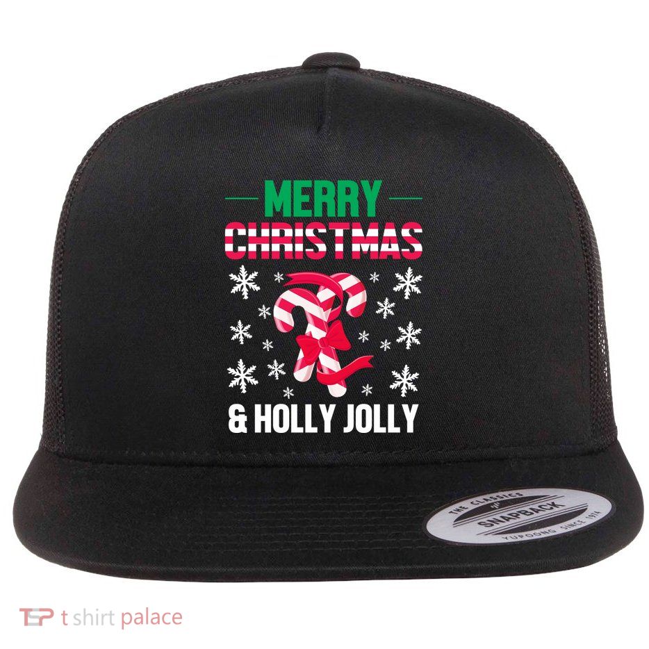 Merry Christmas And Holly Jolly Flatbill Hat