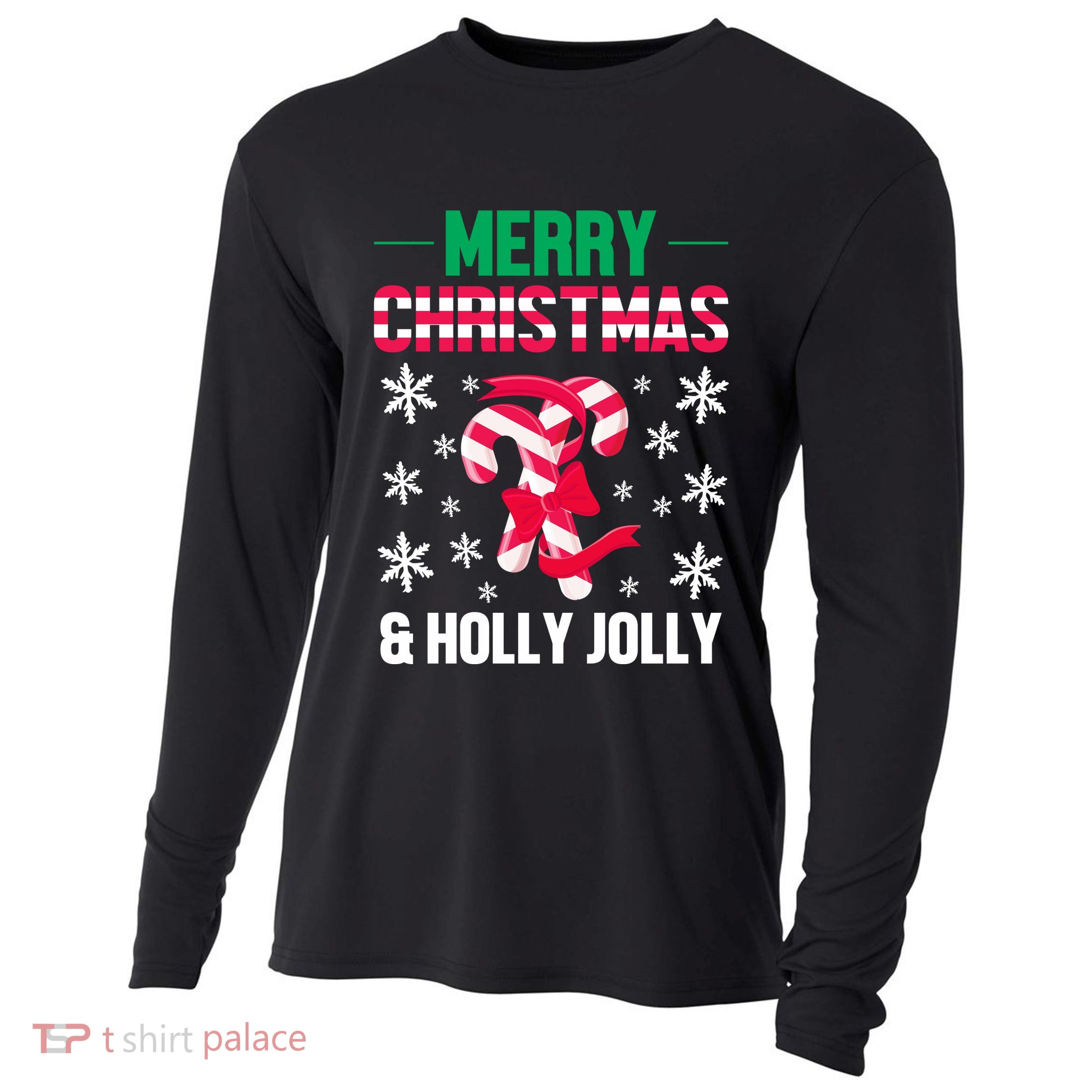 Merry Christmas And Holly Jolly Cooling Performance Long Sleeve Crew