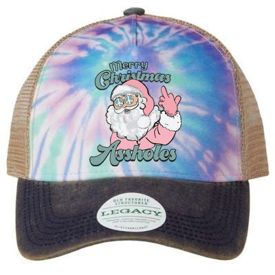 Merry Christmas Assholes Santa Sweater Dirty Humor Christmas Legacy Tie Dye Trucker Hat