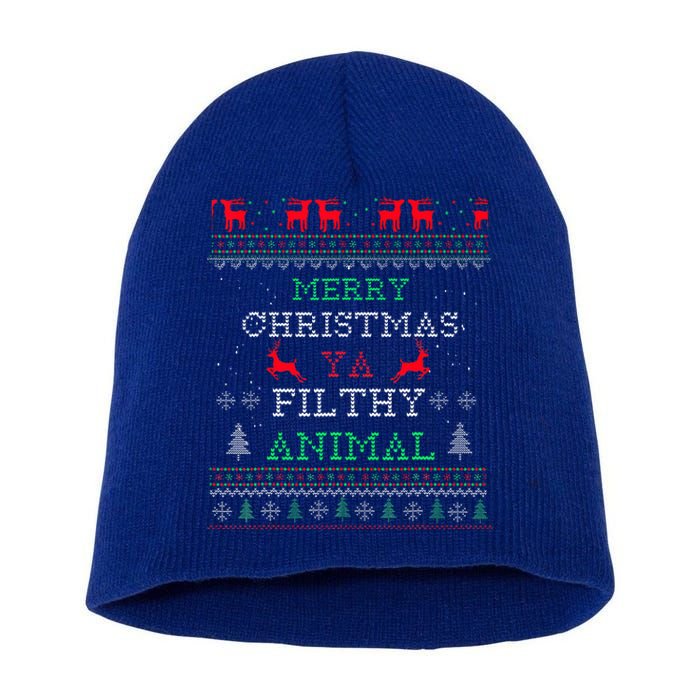 Merry Christmas Animal Filthy Ya Xmas Pajama Family Matching  Short Acrylic Beanie