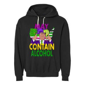 May Contain Alcohol Funny Trump Mardi Gras Garment-Dyed Fleece Hoodie