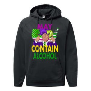 May Contain Alcohol Funny Trump Mardi Gras Performance Fleece Hoodie