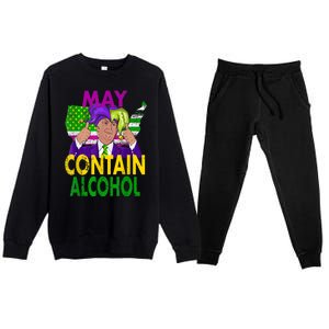 May Contain Alcohol Funny Trump Mardi Gras Premium Crewneck Sweatsuit Set