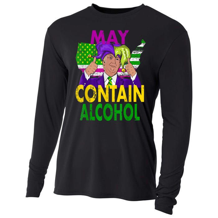 May Contain Alcohol Funny Trump Mardi Gras Cooling Performance Long Sleeve Crew