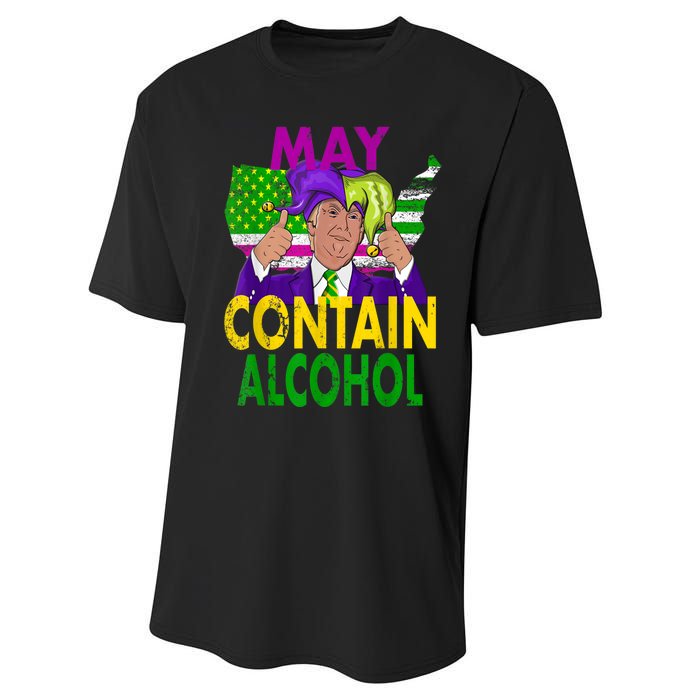 May Contain Alcohol Funny Trump Mardi Gras Performance Sprint T-Shirt