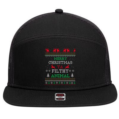 Merry Christmas Animal Filthy Ya Xmas Pajama Family Matching 7 Panel Mesh Trucker Snapback Hat