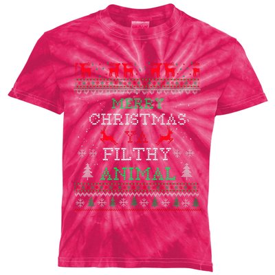 Merry Christmas Animal Filthy Ya Xmas Pajama Family Matching Kids Tie-Dye T-Shirt