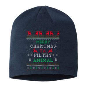 Merry Christmas Animal Filthy Ya Xmas Pajama Family Matching Sustainable Beanie