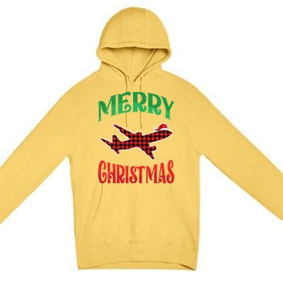 Merry Christmas Aviation Santa Hat Airplane Pilots Xmas Gift Premium Pullover Hoodie