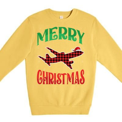 Merry Christmas Aviation Santa Hat Airplane Pilots Xmas Gift Premium Crewneck Sweatshirt