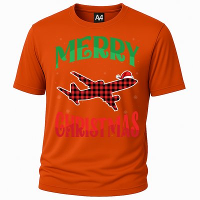 Merry Christmas Aviation Santa Hat Airplane Pilots Xmas Gift Cooling Performance Crew T-Shirt