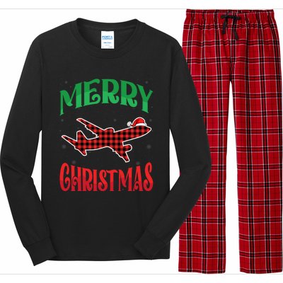 Merry Christmas Aviation Santa Hat Airplane Pilots Xmas Gift Long Sleeve Pajama Set