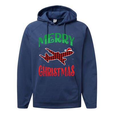 Merry Christmas Aviation Santa Hat Airplane Pilots Xmas Gift Performance Fleece Hoodie