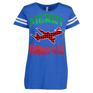 Merry Christmas Aviation Santa Hat Airplane Pilots Xmas Gift Enza Ladies Jersey Football T-Shirt