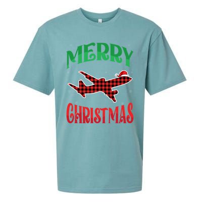 Merry Christmas Aviation Santa Hat Airplane Pilots Xmas Gift Sueded Cloud Jersey T-Shirt